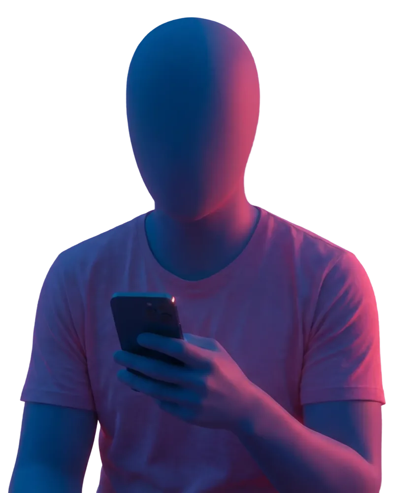 A calm faceless figure looking at the WakeZ app on a phone